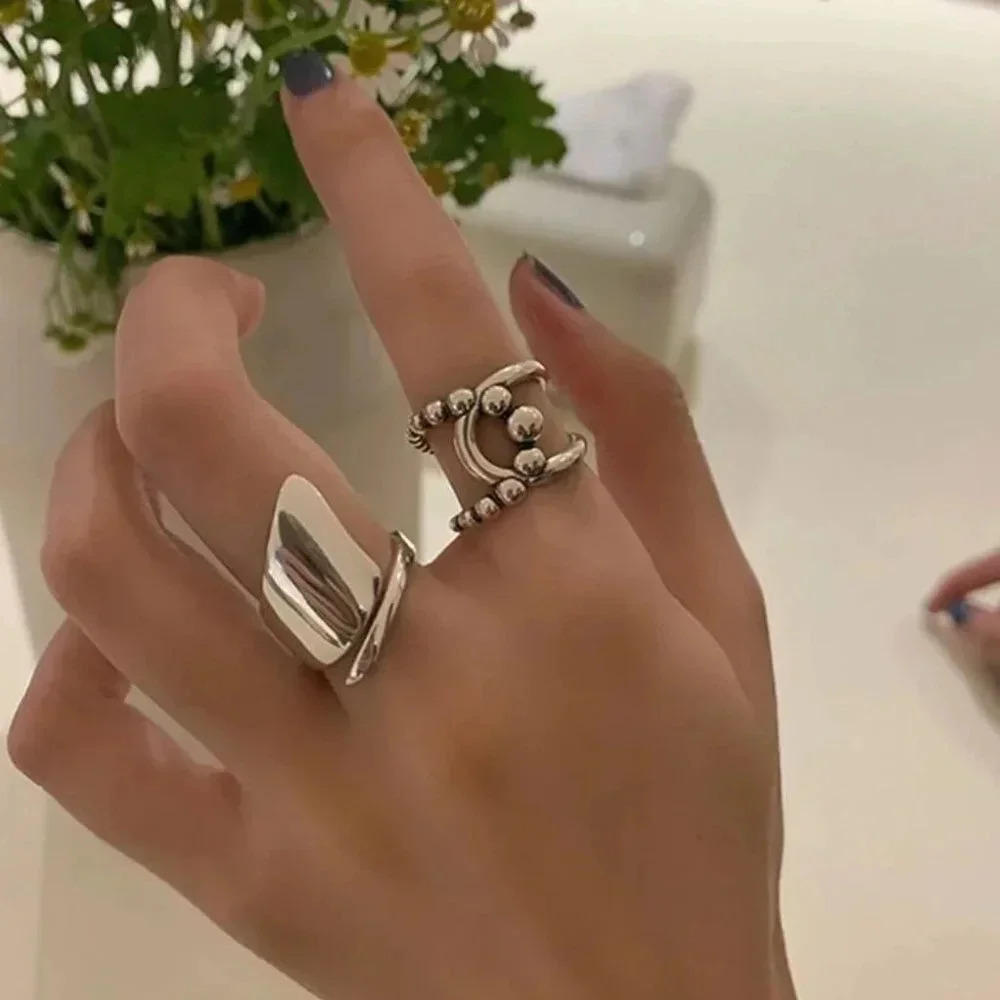 Minimalist 925 Sterling Silver Wrap Ring Bead Twist Ring Dainty Statement Ring